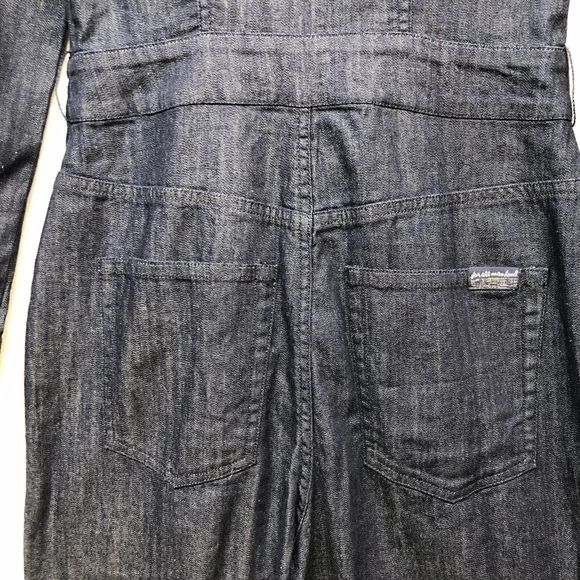 7 for all Mankind Denim Jumpsuit Zip Front Long Sleeve Bootcut XS - Picture 7 of 16